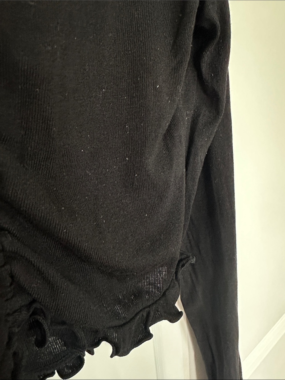 H&M Black Ribbed Drawstring-Detail Top / Size XS - Picture 13 of 13
